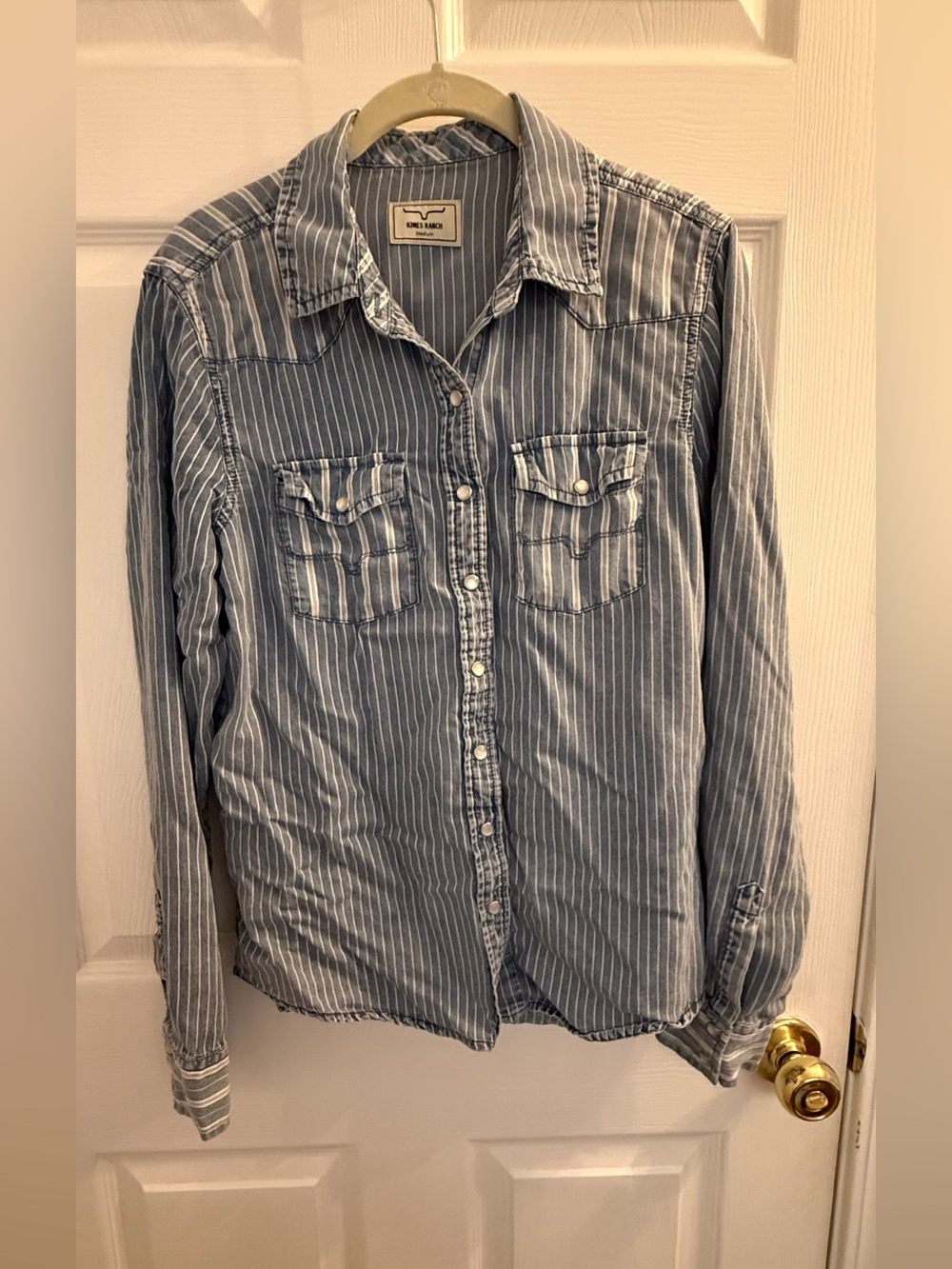 Kimes Ranch Blue and White Striped Button-Down Shirt